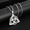Stainless Steel Trinity Celtic Knot Nordic Rune Pendant Necklace Retro Ethnic Irish Knot Lucky Amulet Jewelry for Men