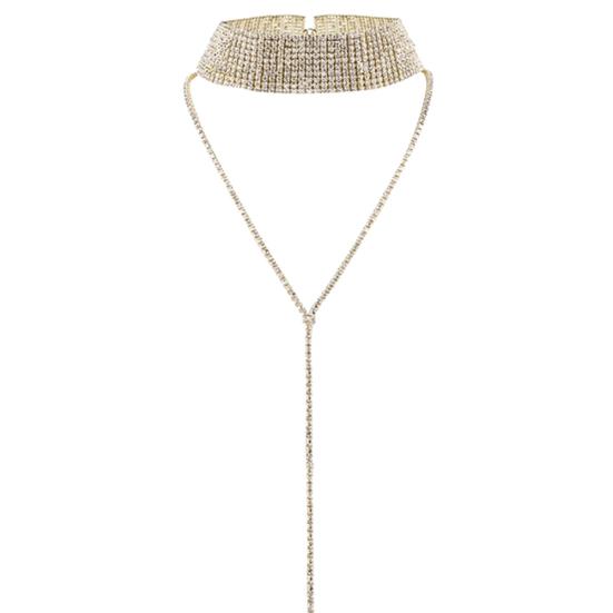 Multilayer Full Rhinestone Pendant Necklace Thick Women Statement Jewelry Gift