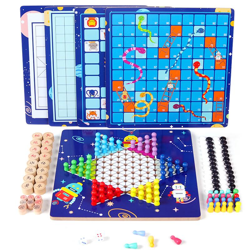 Wooden Ludo & Chinese Checkers 2-in-1 Game Set