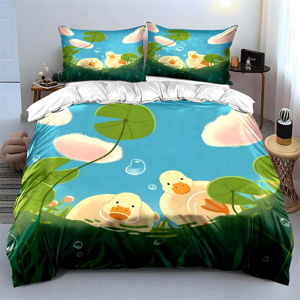 Ducks, Lily Pads, Water. Print Bedding Set 1 Duvet Cover 2 Pillowcases for Adult and Children Luxury Gift Full Size
