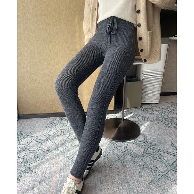 

Women s Cashmere High-Waist Striped Slimming Pants: Tummy Control, Butt Lift, Warm, for Autumn/Winter, Inner or Outer Wear. Large