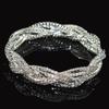 Modisches 6-Strang geflochtenes Strass-Stretch-Armband, 6-reihiges volles Kristall-Breitarmband, Gold Silber Statement-Handgelenkschmuck