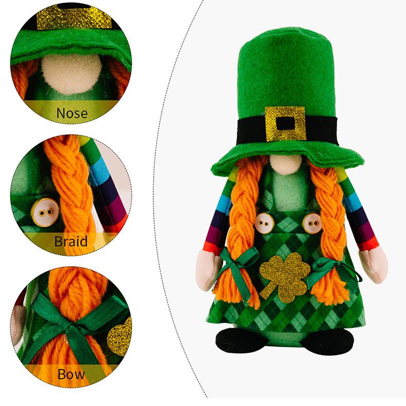 Ein Geschenk St. Patrick's Day Dekorationen Grün Niedliche Gesichtslose Puppe