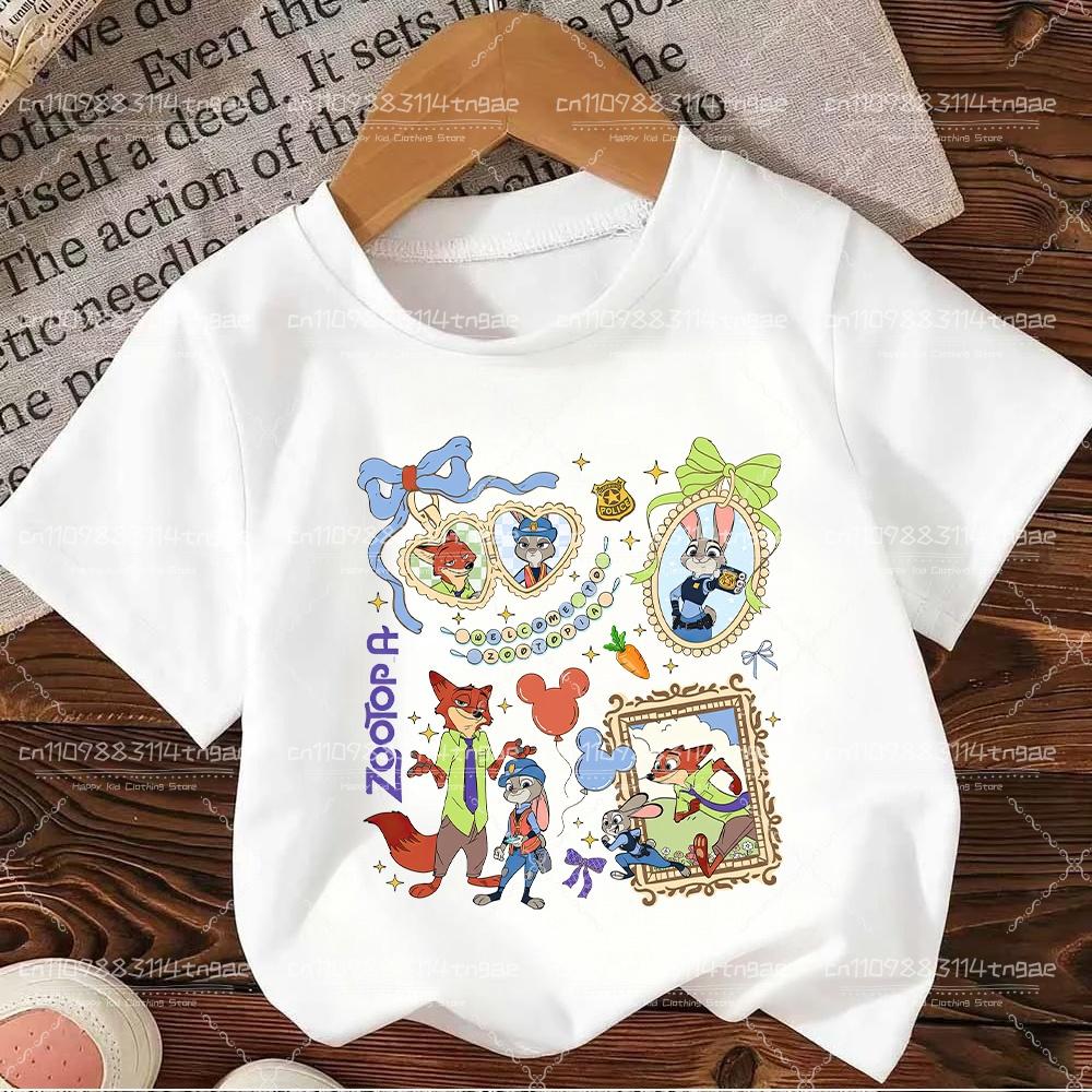 2026 Zootopia Judy&Nick&Gary Tshirt for Kids Casual Cotton Short Sleeve Tees Comfortable Top Street Fashion Parent Child Clothes