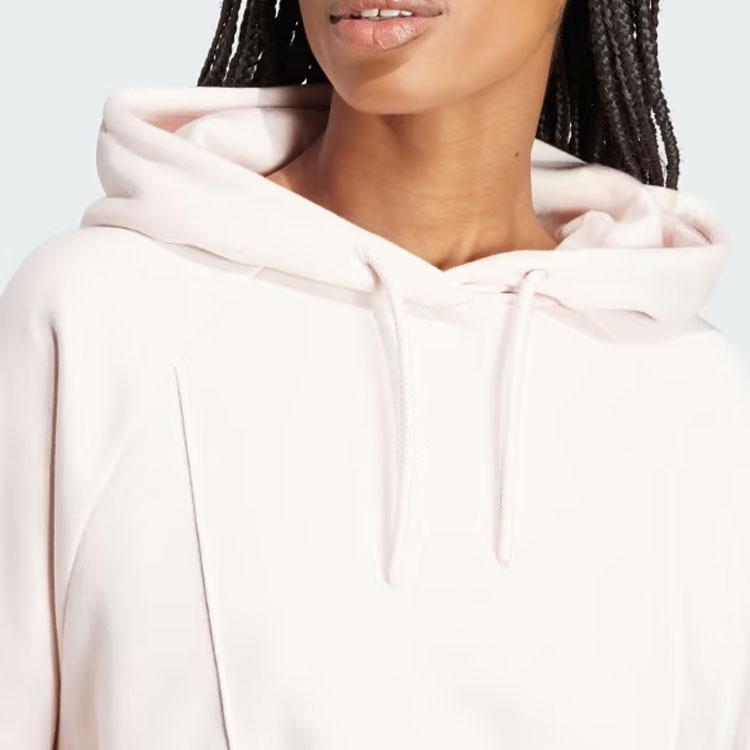 Adidas The Safe Place Crop Hoodie Solid Color Logo Long Sleeve Hooded Sweatshirt Women Hoodies Beige IT1529