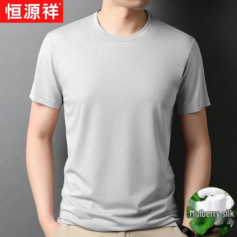 Hengyuanxiang Men's Silk Blend Short Sleeve T-Shirt