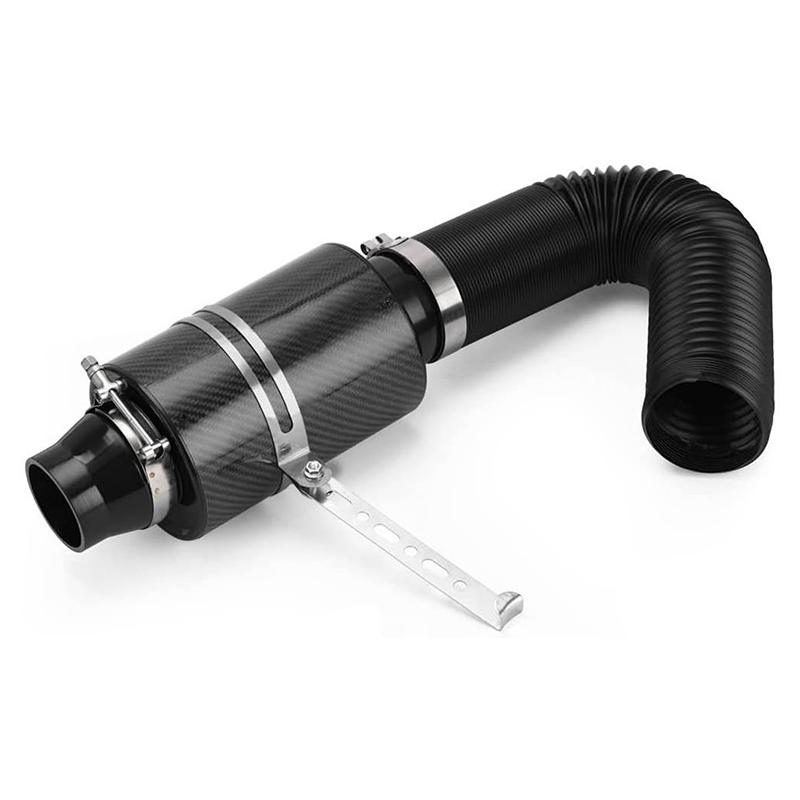 1 Set Evrensel Araba 3 İnç Karbon Fiber Soğuk Hava Filtresi Besleme Kapalı Giriş İndüksiyon Borusu Hortum Kiti Evrensel