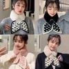 Women Winter Warm Thicken Cross Collar Neck Warmer Solid Color Faux Rabbit Fur Plush Elegant Knitted Shawl Scarfs