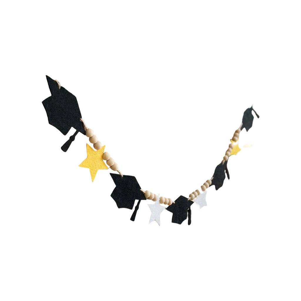 Felt Graduation Pennant Hanging Ornament With Wooden Beads For Photography Backdrops Graduation Ceremony And Celebration