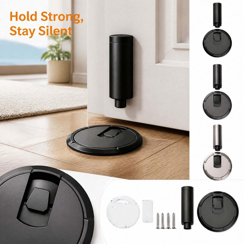 Windproof Floor Mounted No-Drill, -Collision Mechanical Door for Home Use