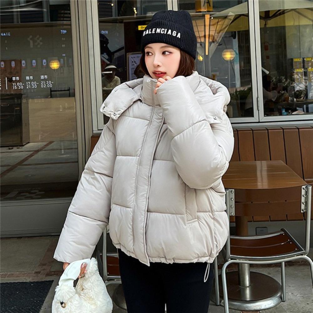 New Winter Women's Clothing Temperament Fluffy Hooded Cotton Clothes Bread Clothes Jacket Warm Commute