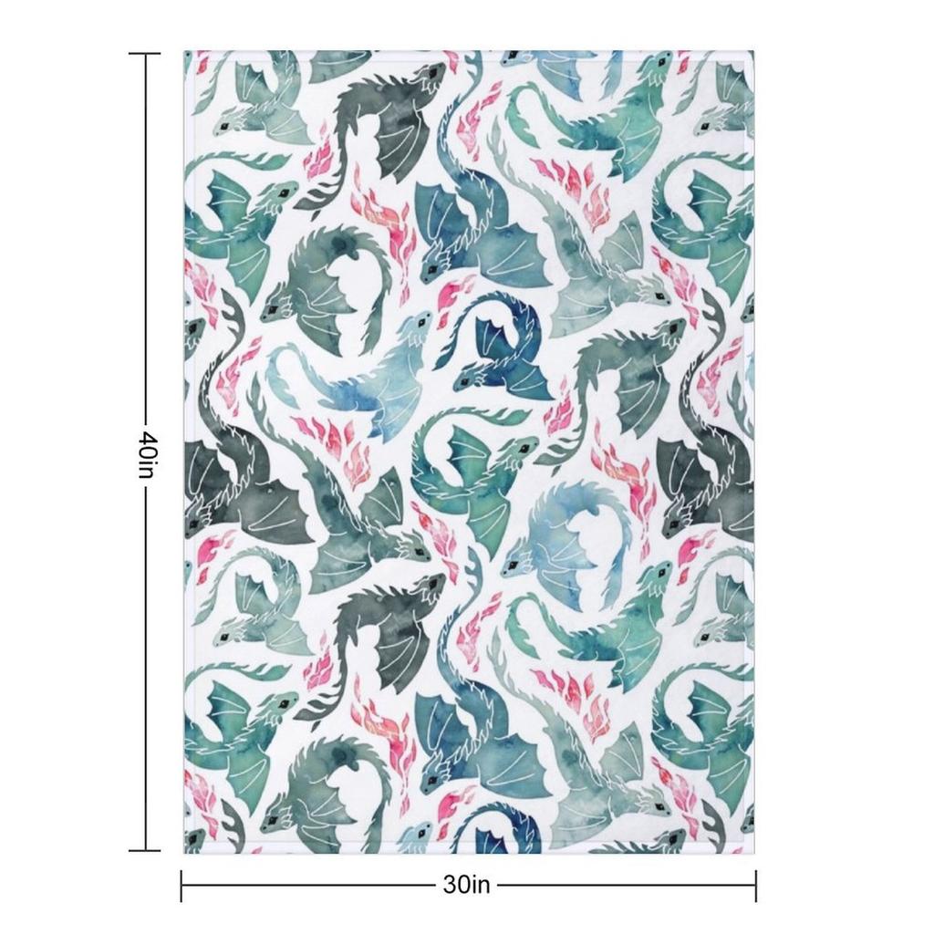 Dragon Fire Blue, Green & Grey Throw Blanket Weighted Multi-Purpose Vintage Bed Fashionable Blankets