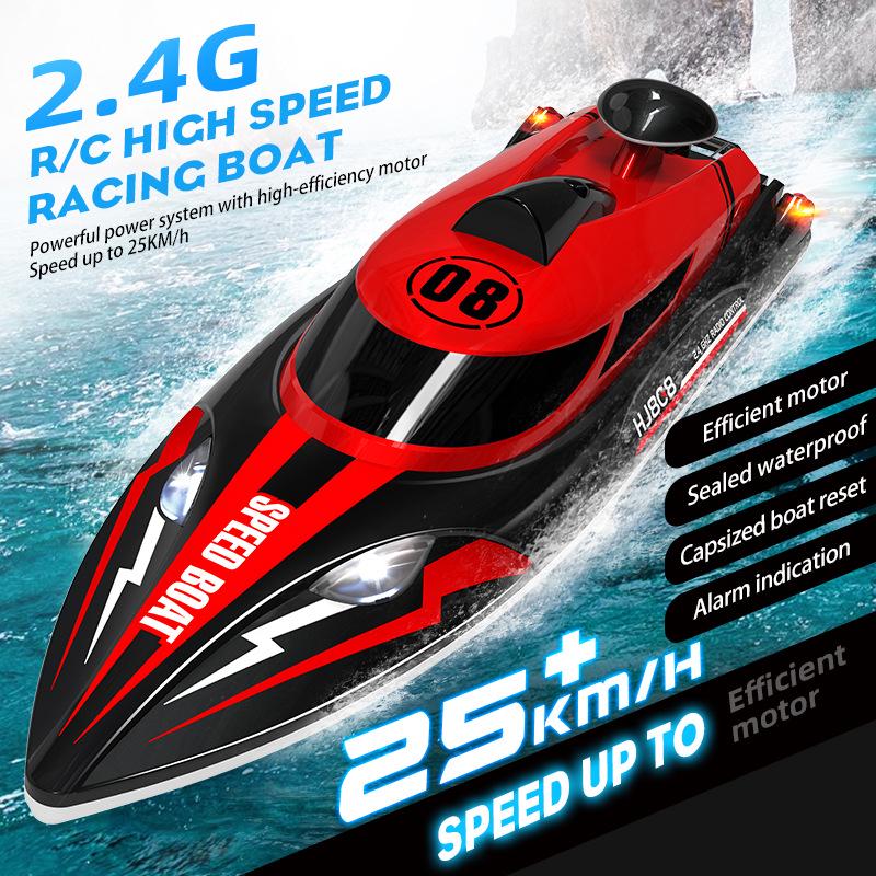 HJ808 High-Speed 2.4G Remote Control Speedboat with Lights, 25KM/h Racing Water Toy.