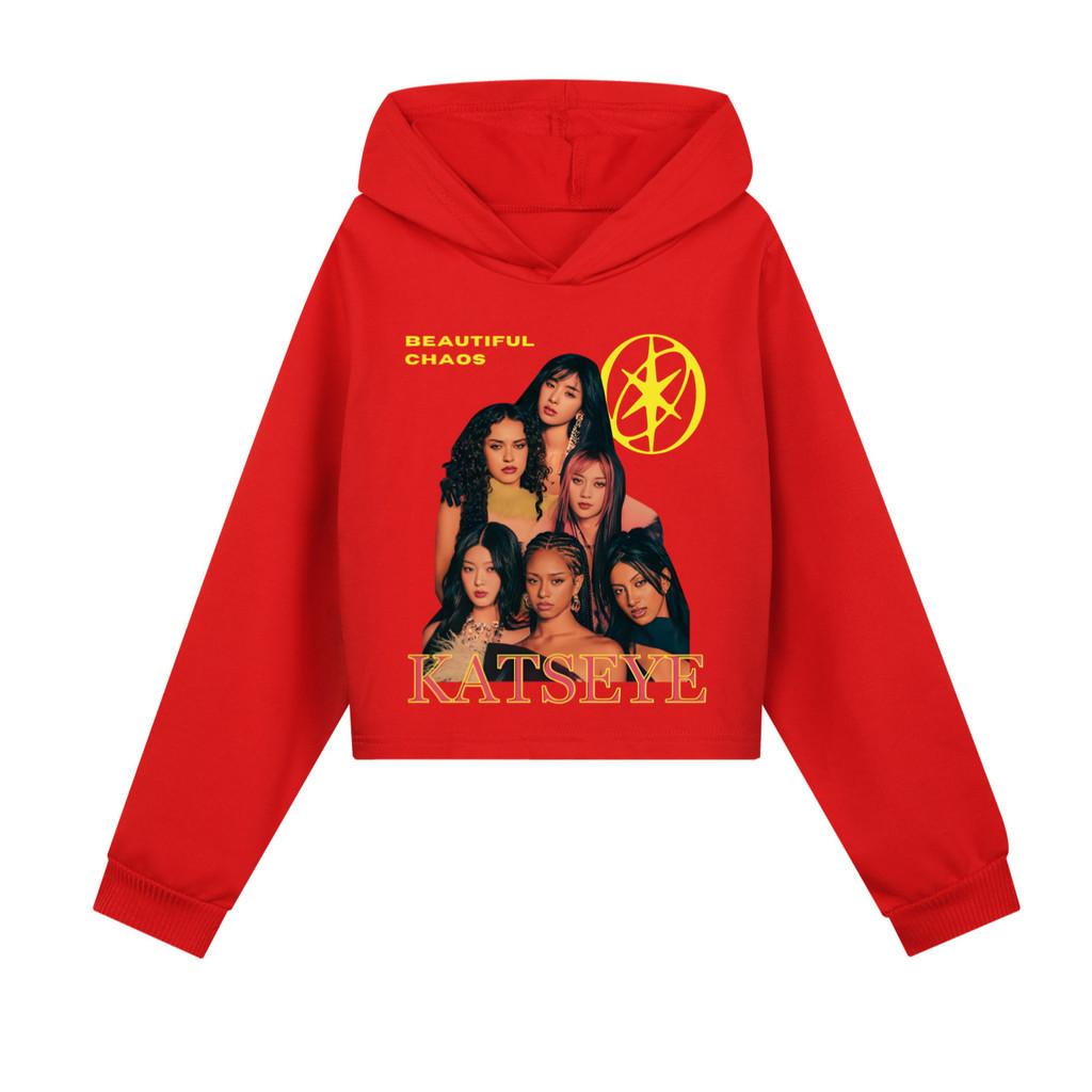 5346 Παιδικά Κοριτσίστικα Φούτερ με Κουκούλα KATSEYE με Στάμπα και Μακρυμάνικα Φθινόπωρο-Χειμώνα