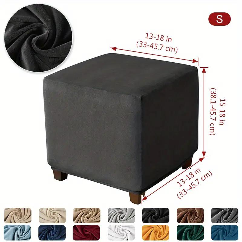 Premium 1PC Soft Velvet Ottoman Stool Cover Stretch Square Footstool Covers Living Room All-inclusive Footrest Slipcovers housse de pouf