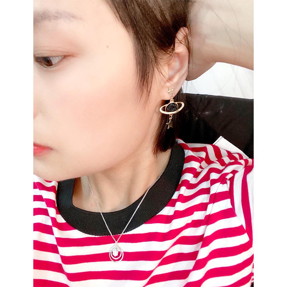 Personality Brincos Planet Black Star And Moon Drop Earrings Jewelry Dangle Earrings Stud Earrings