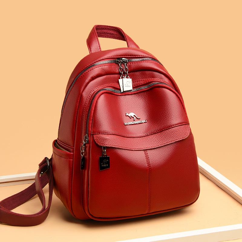 Schoolbag Cowhide Pattern Classic Backpack Welfare Fashion Splicing Backpack Bag 1011 School Season Female Student School Bag Spot