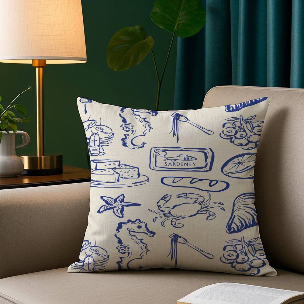 Blue Conch Fashion Pillow Case Plush Fabric Soft Pillowcase Double Sided Print Sofa Cushion Cover Throw