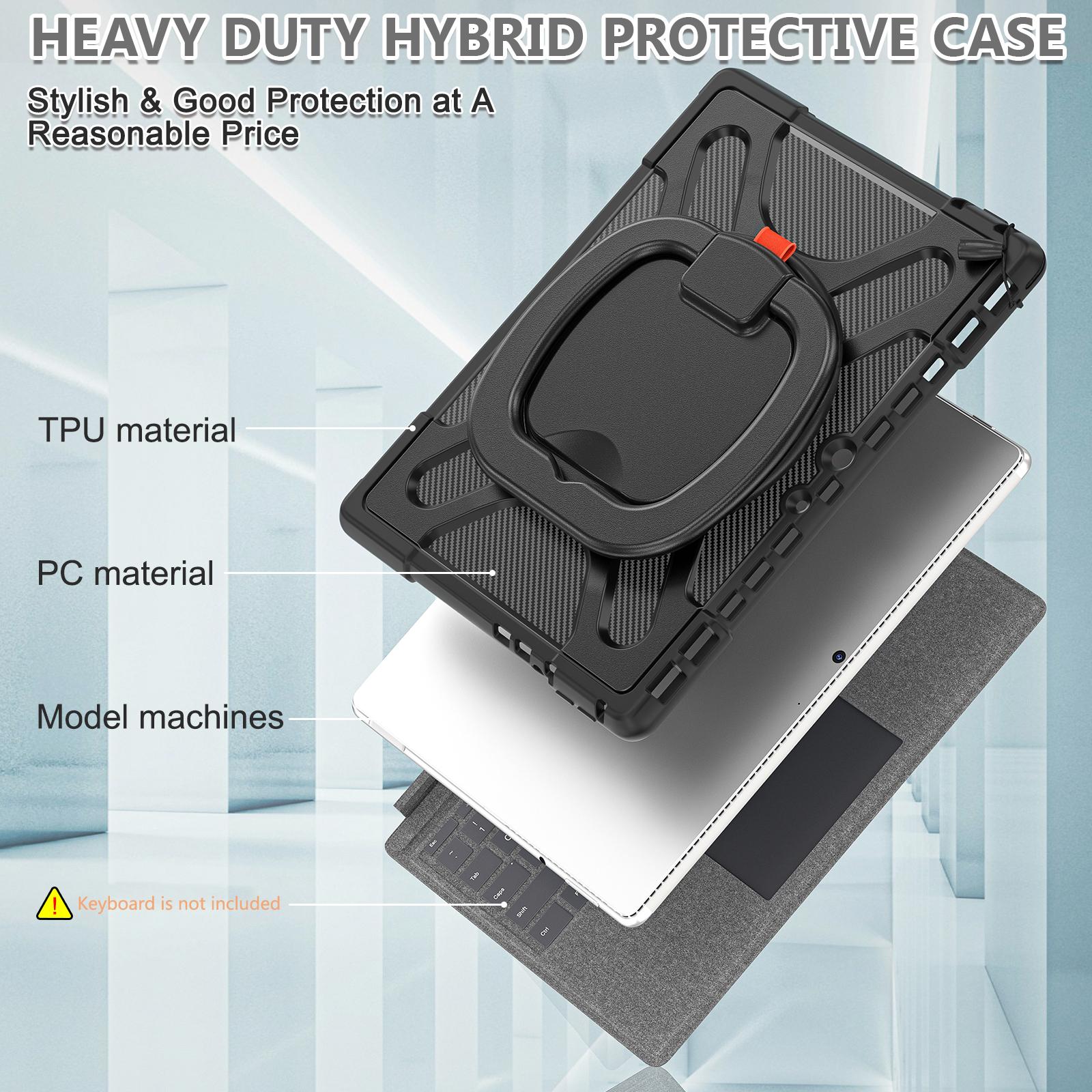 

For Microsoft Surface Pro 8 Protective Case Shockproof Tablet Cover TPU Frame+PC Back Shell with Kickstand Black