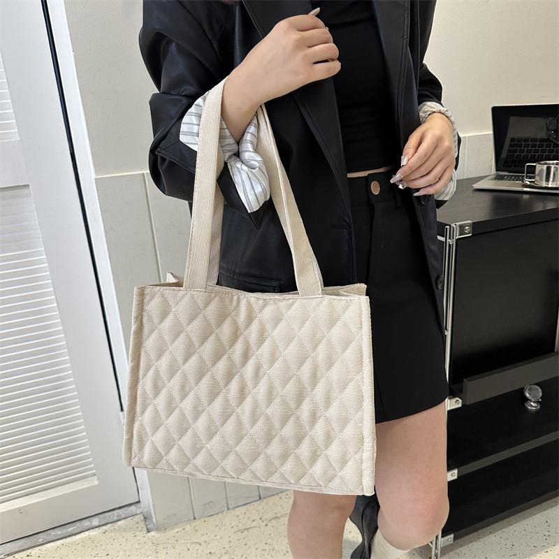Chic Korean Style Canvas Tote Bag For Women Available In Black Beige And Gray