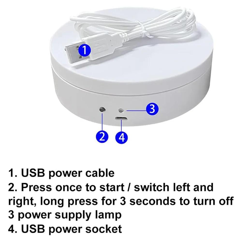 3 in 1 Electric Rotating Display Stand 360 Degree Turntable Holder USB Charging/Battery Automatic Revolving Platform for Jewelry