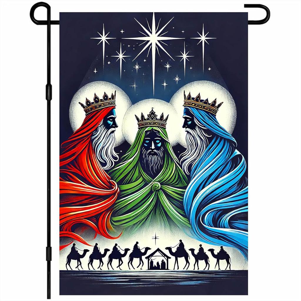 BlissYard Epiphany Three Kings Garden Ag 12x18 Inch Outdoor Banner Yard Ag Nativity Bethlehem Star Christian Religious D