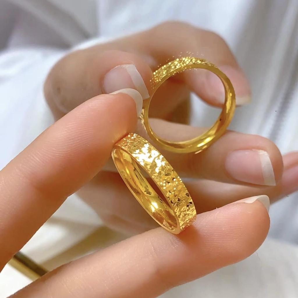 Women's Gold-Plated Titanium Steel Ice Ring - Elegant Niche Design for Couples