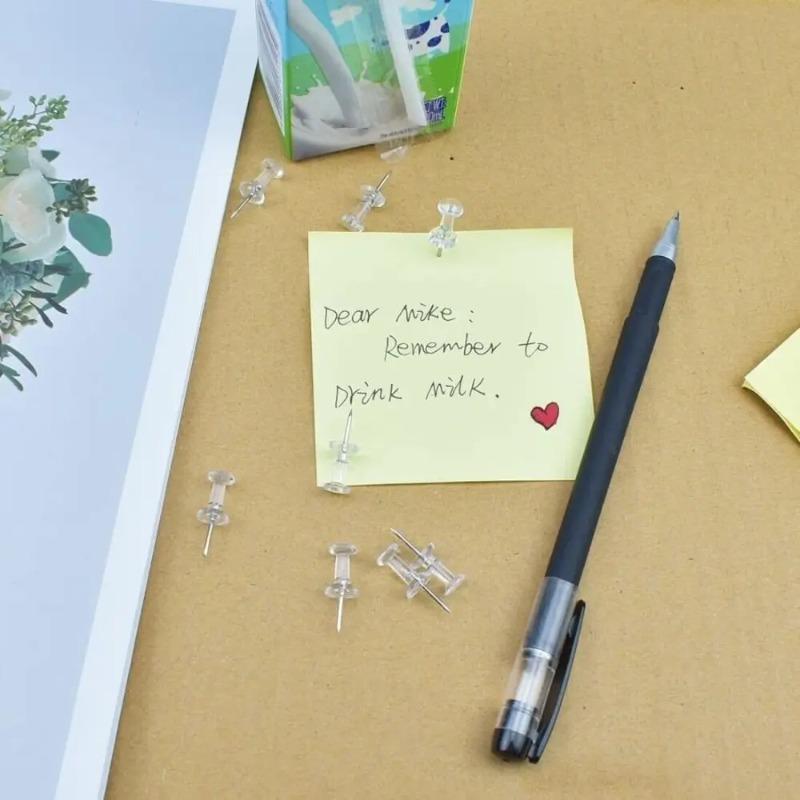 Clear Push Pins with Plastic Head & Steel Point, Thumb Tacks for Bulletin Cork Board, Wall Hanging, Photos, Home Office & Craft Projects