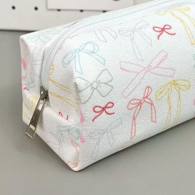 Cute Bow Pen Bag Large Capacity Multifunctional Pencil Pouch Cartoon Cat Dog Pencil Case School Office Stationery Organizer