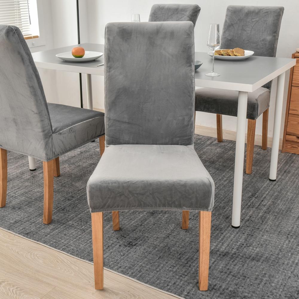Velvet Plush Stretch Chair Slipcover Elastic Spandex Chair Cover for Dining Room Kitchen Wedding Banquet Hotel Housse De Chaise
