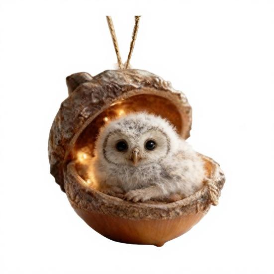Yousheng Forest Animal Acorn Ornament 2D Acrylic Cozy Forest Christmas Ornament Woodland Creature Hanging Decoration for Xmas Tree Holiday Decor