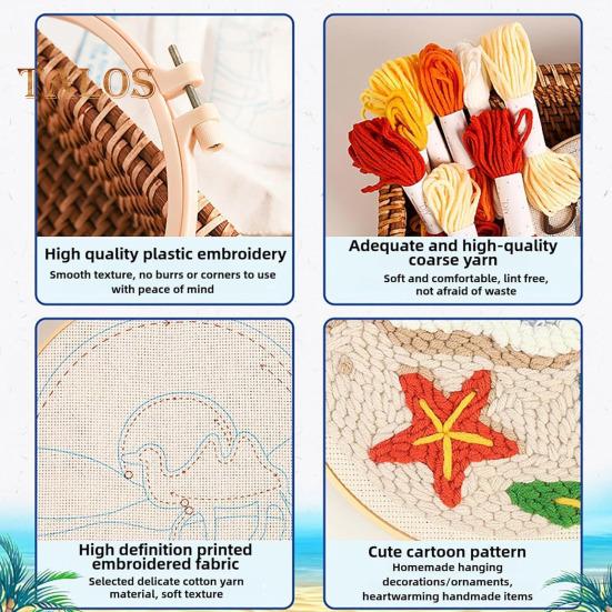 Punch Needle Kit for Beginners Punch Needle Set with Hoop Scissor DIY Punch Needle Embroidery Starter Kit for Adults Kids