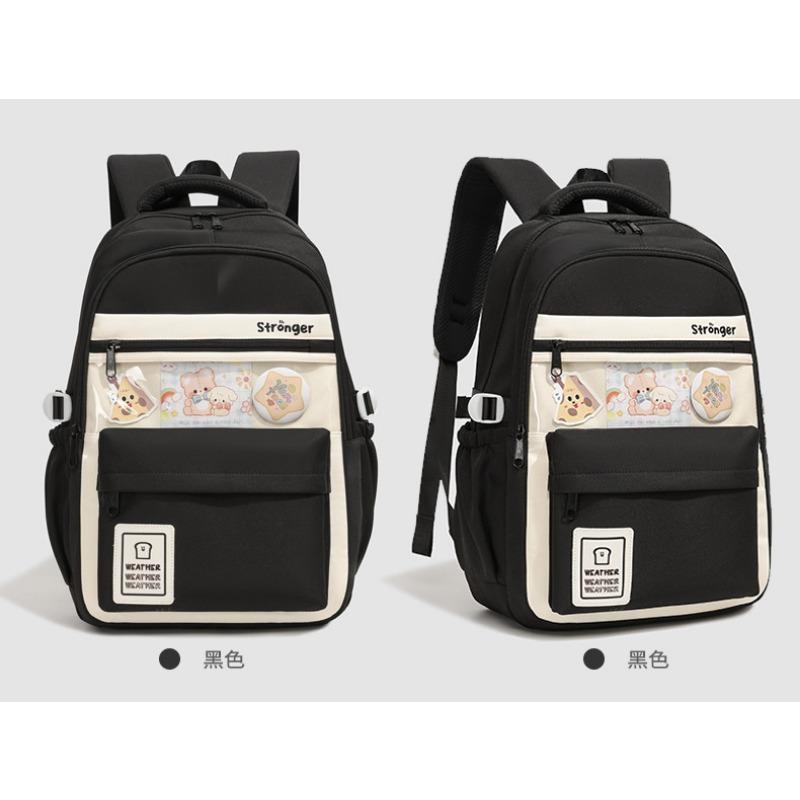 

Новый школьный рюкзак имеет высокую ценность, свежий и милый, рюкзак с контрастной цветной вставкой, простой и легкий рюкзак для учеников средней школы чёрный