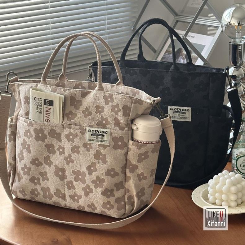 Original Handmade Thickened Artistic Canvas Tote Bag - Versatile Crossbody/Shoulder Carry for Students