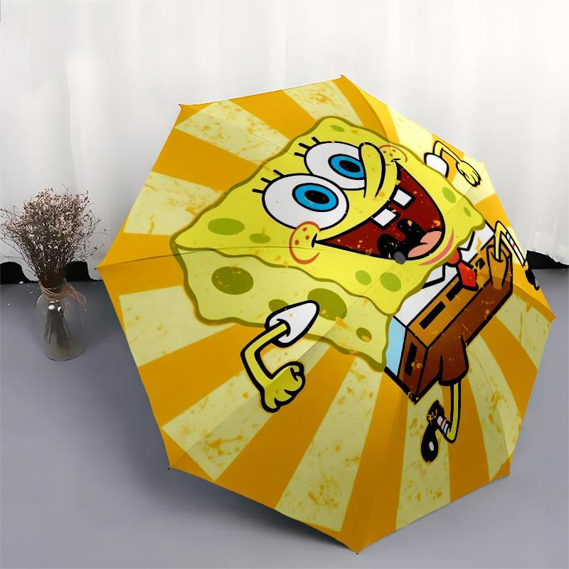 1pc SpongeBob SquarePants Running Umbrella with Plastic Handle,Suitable for All Seasons Home Travel Outdoor UmbrellaM1401