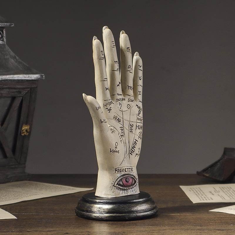 Hand of God Palmistry Statue Devil Hand Figurine Demonic Hand Halloween Decorations Home Decor Office Desktop Resin Ornaments