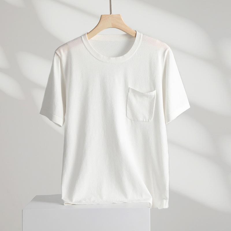 Thin Style, Round Neck, Short Sleeves for Women, Summer Style, Silky, Soft and Loose T-shirt, Fashionable and Versatile