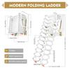 Al-Mg Alloy Wall Mounted Folding Ladder 400kg 12 Steps Attic Loft Garage Space Saving Anti-Slip