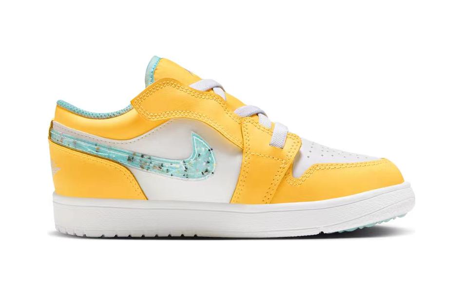 Jordan Air Jordan 1 Low Alt SE PS Canvas Breathable Low top Kids' Skateboarding Shoes Yellow White DX4387-800