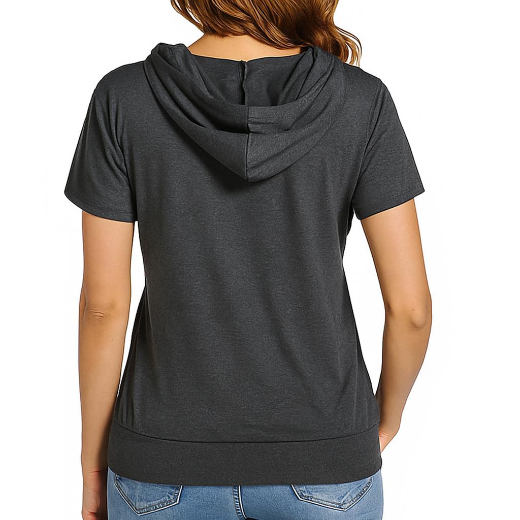 Women's Solid Color Large Pocket Pet With Drawstring Pullover Sweater Sweatshirt Top