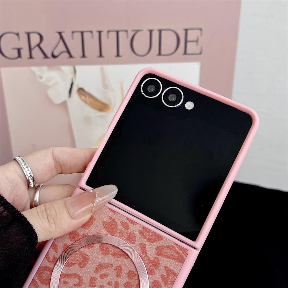 Magnet For Magsafe Leopard Print Magnetic Phone Case for Samsung Z Flip 7 6 5 4 3 Gradient Shock Protection Bumper Cover