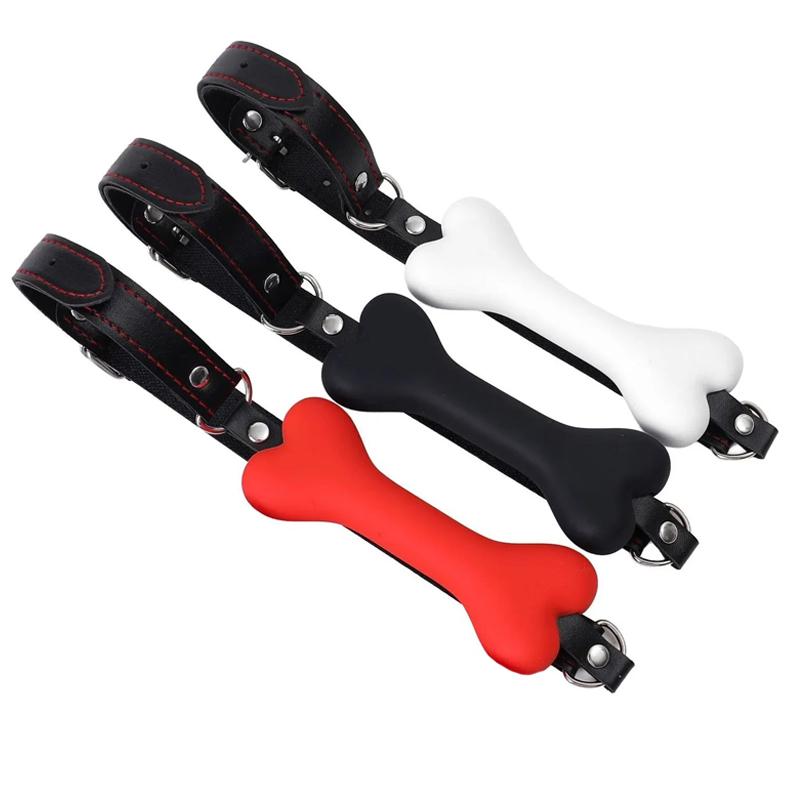 Open Mouth Gag Soft Harness Ball Gag Silicone Dog Bone BDSM Bondage Slave Gag Plug SM Sex Toys for Women Adult Products