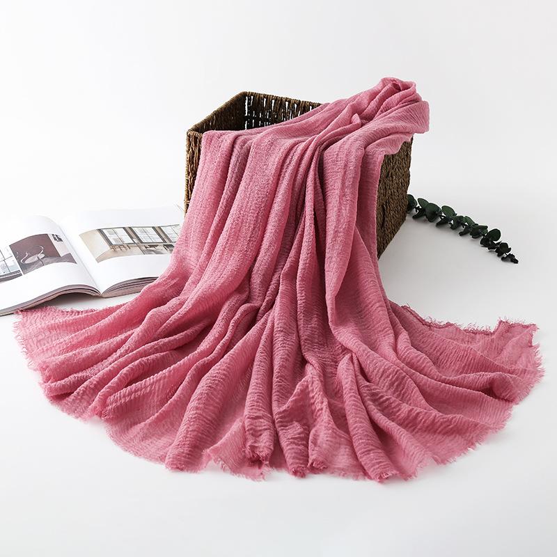 Women Cotton Linen Scarf Autumn Lady Solid Color Long Scarves Soft Thin Plain Shawl Foulard Viscose Wrap Shawls New Summer