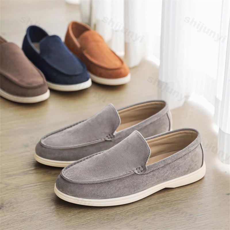 Men Flat Loafers Frosted Suede Flat Shoes Comfortable Non Slip Loafers Lightweight Trendy Outdoor Casual Shoes 2025