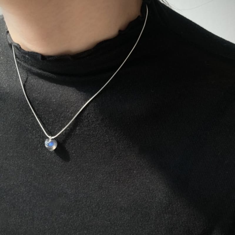 SUZURAN stoned heart neckalce_labradorite Labradorite heart stone necklace