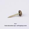 8Pcs Brass Decorative Nail Mirror Advertising Board Cap Cover Self-Tapping Screw 9/12/13/15Mm