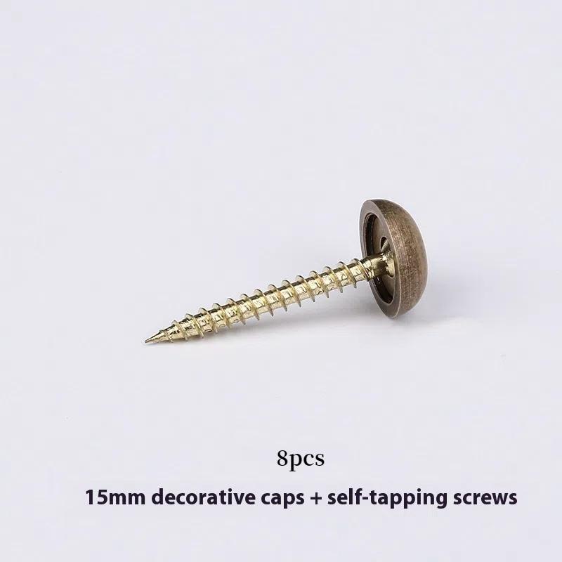 8Pcs Brass Decorative Nail Mirror Advertising Board Cap Cover Self-Tapping Screw 9/12/13/15Mm