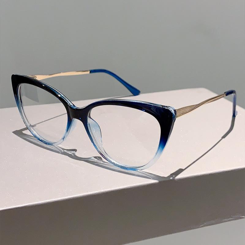 Anti Blue Light Optical Big Glasses Women Cat Eye Vintage Luxury Brand Designer Myopia Prescription Double Color Eyewear Frame