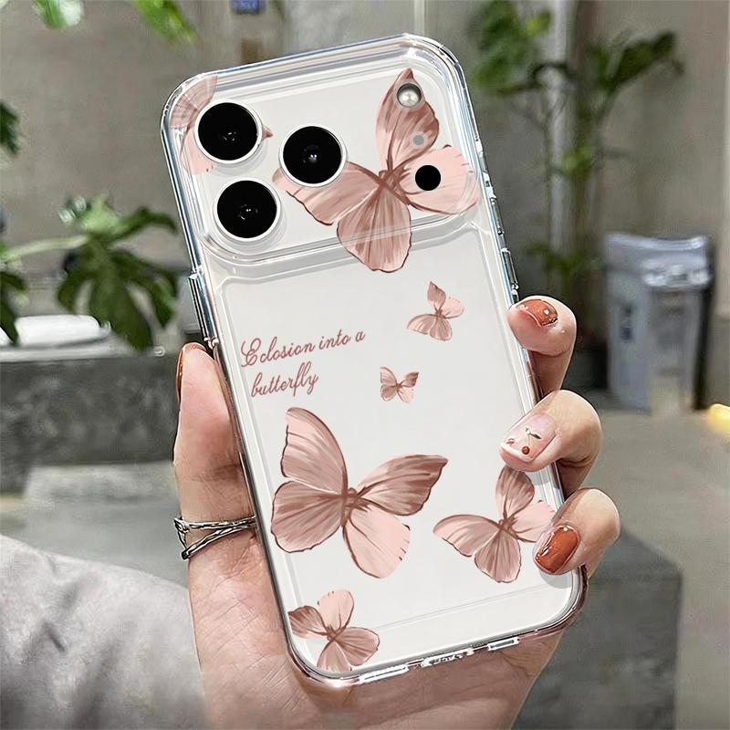 Shockproof Clear TPU Case For iPhone 17 16 Pro 15 14 13 12 Pro Max 11 Transparent Soft Silicone Butterfly Pattern Phone Cover