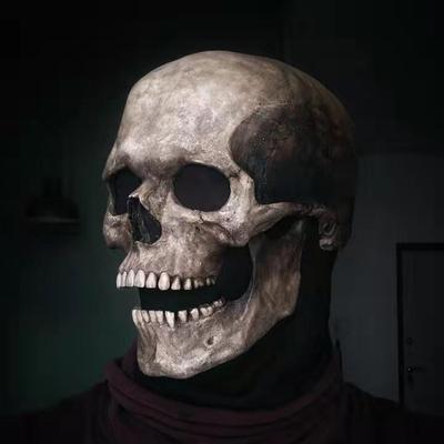 Halloween Movable Mouth Skull Mask - Full Head Headgear